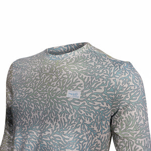 Long-sleeve shirt with a coral pattern on a white background