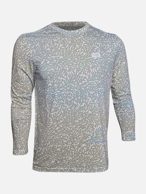 Long-sleeve shirt with a subtle pattern on a white background