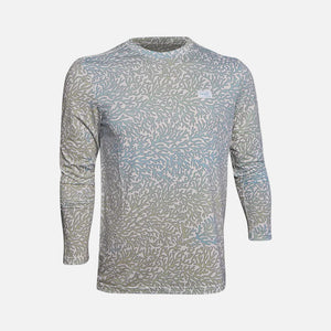 Long-sleeve shirt with a subtle pattern on a white background